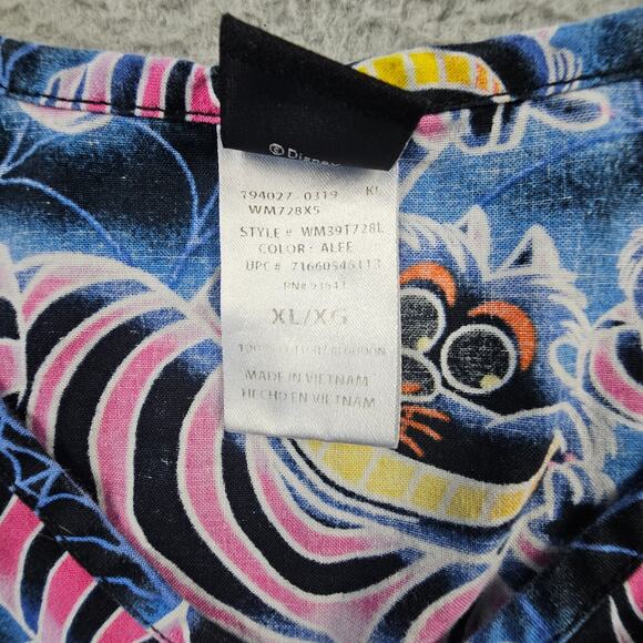 Disney Cheshire Cat Scrub Top XL Alice in Wonderland Glow Halloween Nurse Vet - Picture 6 of 6